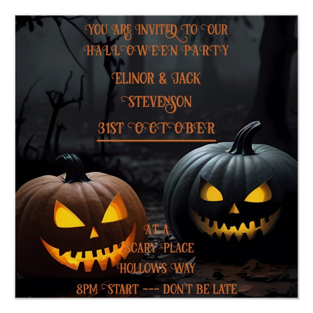 Halloween-Kürbis und Blumenmuster Poster (Vorderseite)