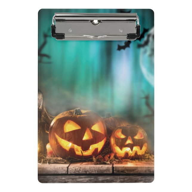 Halloween Kürbis und Fledermäuse Mini Klemmbrett (Vorderseite)