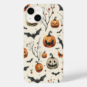 Halloween-Kürbis und Fledermäuse Muster Vintage He Case-Mate iPhone 14 Hülle
