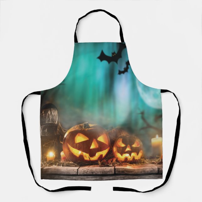 Halloween Kürbis und Fledermäuse Schürze (Vorderseite)