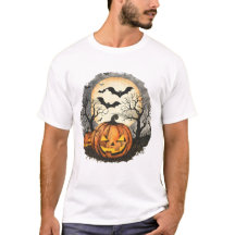 Halloween-Kürbis- und Fledermäuse-T-Shirt
