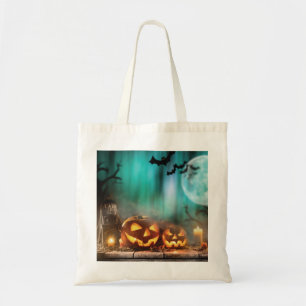 Halloween Kürbis und Fledermäuse Tragetasche