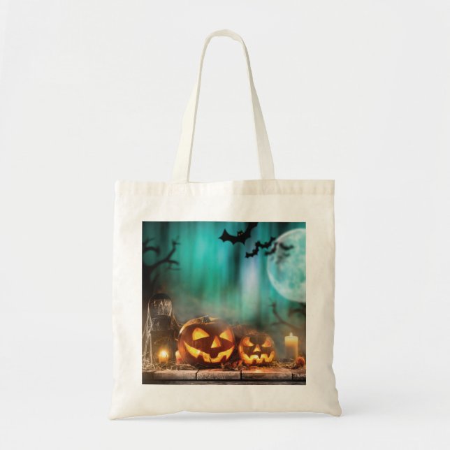 Halloween Kürbis und Fledermäuse Tragetasche (Vorne)