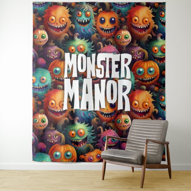Halloween Kürbis und Monster Wandteppich (Beispiel)