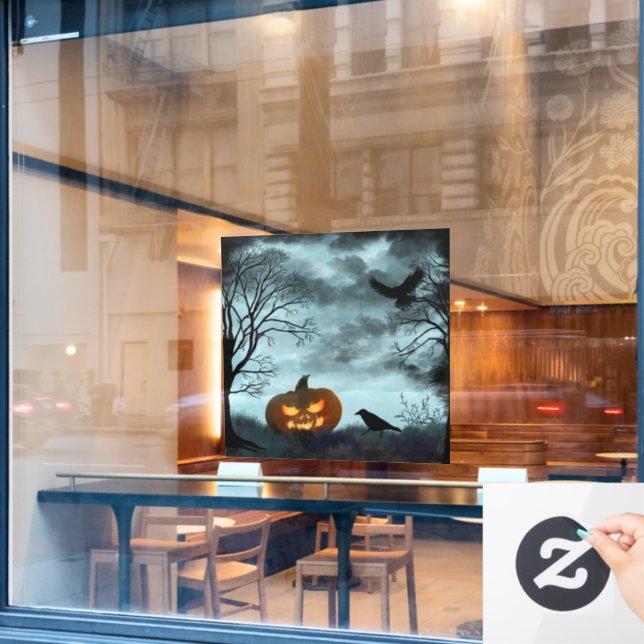 Halloween Kürbis und raven Window Cloning Fensteraufkleber (Café-Fenster)