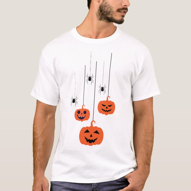 Halloween Kürbis und Spinnenkostüme Mens Womens T-Shirt (Vorderseite)