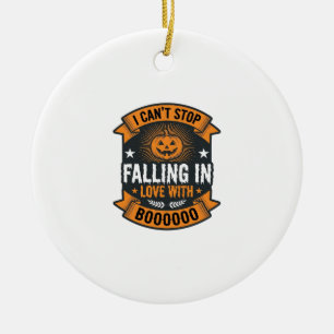 Halloween-Kürbis verliebt in Vintage-Shirt De Keramik Ornament