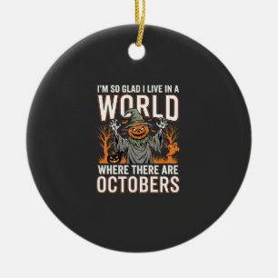 Halloween-Kürbis-Vogelscheuche-Oktober-Welt-Vintag Keramik Ornament