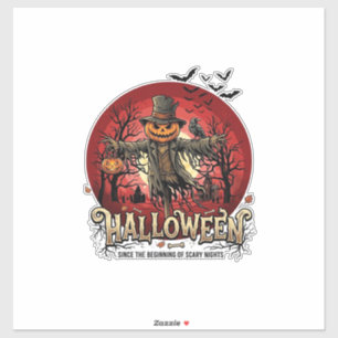Halloween-Kürbis-Vogelscheuche-Rabe-Fledermäuse_1 Aufkleber