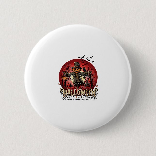 Halloween-Kürbis-Vogelscheuche-Rabe-Fledermäuse_1 Button (Vorderseite)
