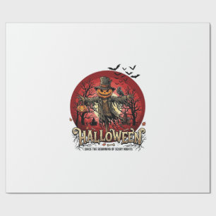 Halloween-Kürbis-Vogelscheuche-Rabe-Fledermäuse_1 Geschenkpapier