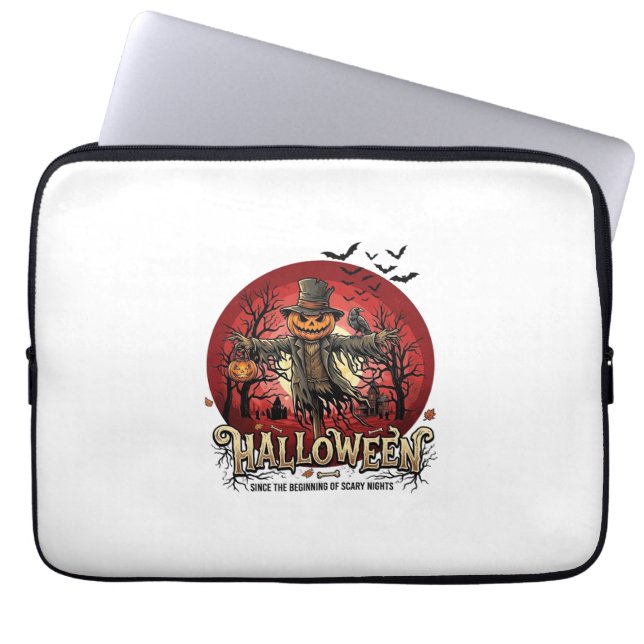 Halloween-Kürbis-Vogelscheuche-Rabe-Fledermäuse_1 Laptopschutzhülle (Vorderseite)