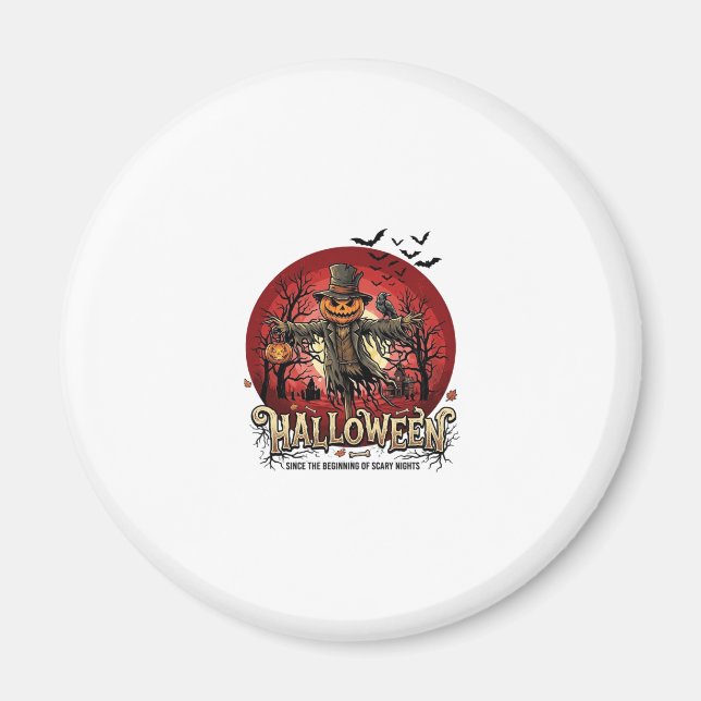 Halloween-Kürbis-Vogelscheuche-Rabe-Fledermäuse_1 Magnet (Vorne)