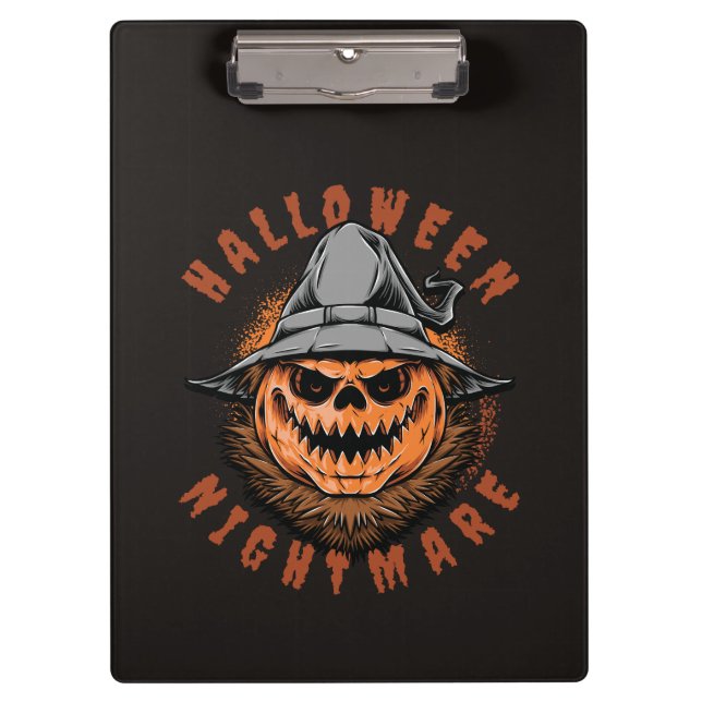 Halloween-Kürbis-Vogelscheuchen-Design Klemmbrett (Vorderseite)