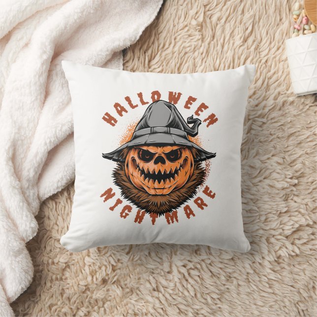 Halloween-Kürbis-Vogelscheuchendesign Kissen (Decke)