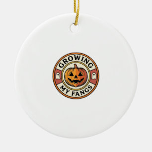 Halloween-Kürbis wächst meine Fangzähne Vintage-Ab Keramik Ornament