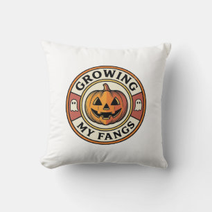 Halloween-Kürbis wächst meine Fangzähne Vintage-Ab Kissen