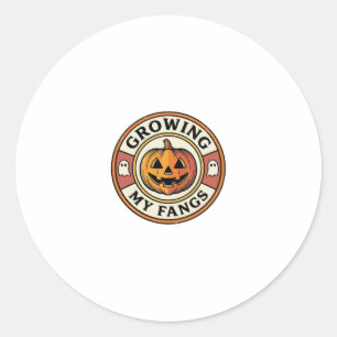 Halloween-Kürbis wächst meine Fangzähne Vintage-Ab Runder Aufkleber