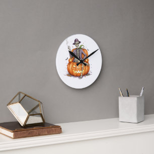 Halloween-Kürbis-Wanduhr Runde Wanduhr