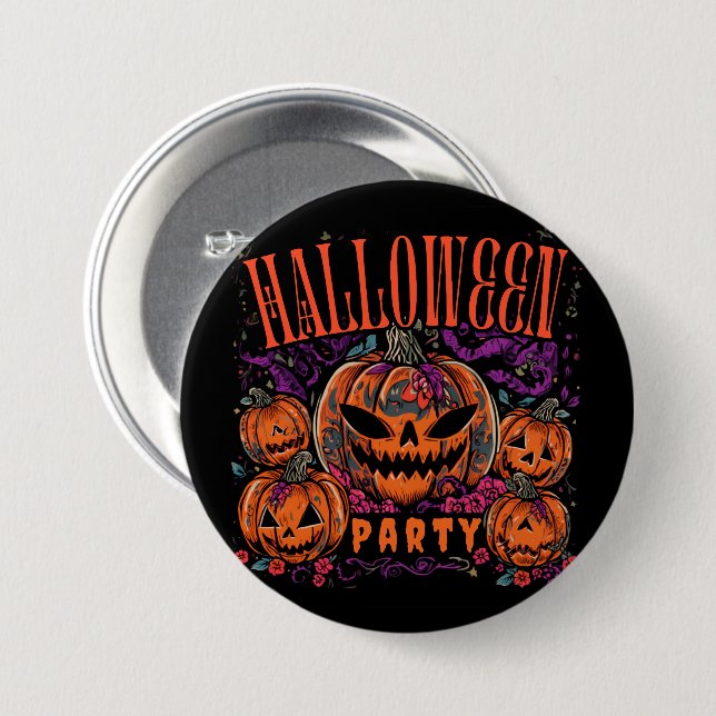 Halloween, Kürbiscoven blüht, Gothic Button (Vorne & Hinten)