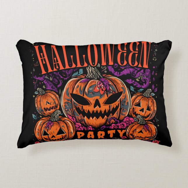 Halloween, Kürbiscoven blüht, Gothic Dekokissen (Vorderseite)
