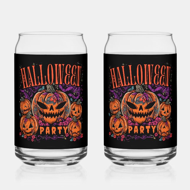Halloween, Kürbiscoven blüht, Gothic Dosenglas (Vorderseite)