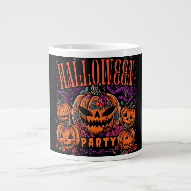 Halloween, Kürbiscoven blüht, Gothic Jumbo-Tasse (Vorderseite)