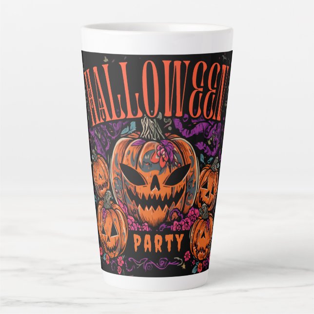 Halloween, Kürbiscoven blüht, Gothic Milchtasse (Vorderseite)