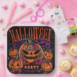 Halloween, Kürbiscoven blüht, Gothic Pappteller