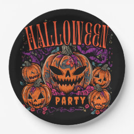 Halloween, Kürbiscoven blüht, Gothic Pappteller