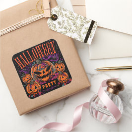 Halloween, Kürbiscoven blüht, Gothic Quadratischer Aufkleber