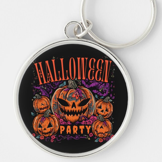 Halloween, Kürbiscoven blüht, Gothic Schlüsselanhänger (Vorne)