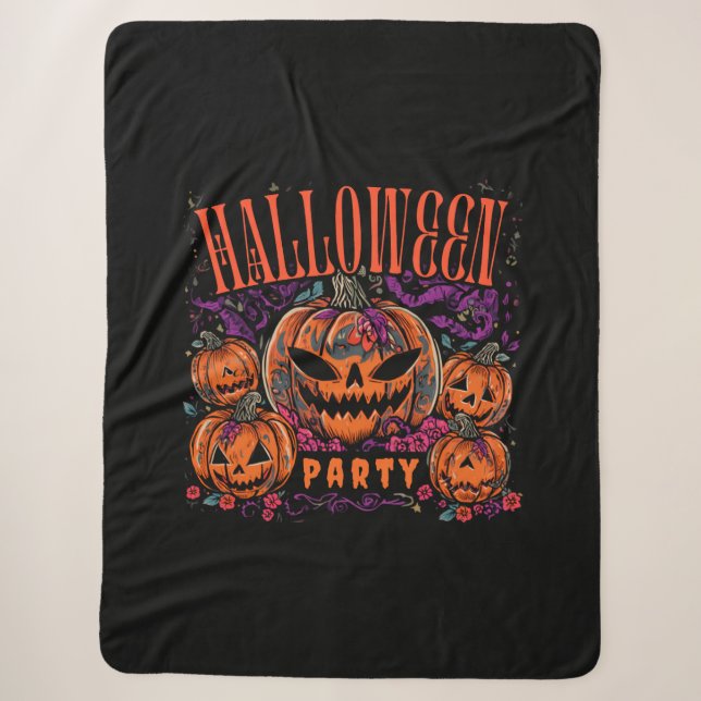 Halloween, Kürbiscoven blüht, Gothic Sherpadecke (Vorderseite)