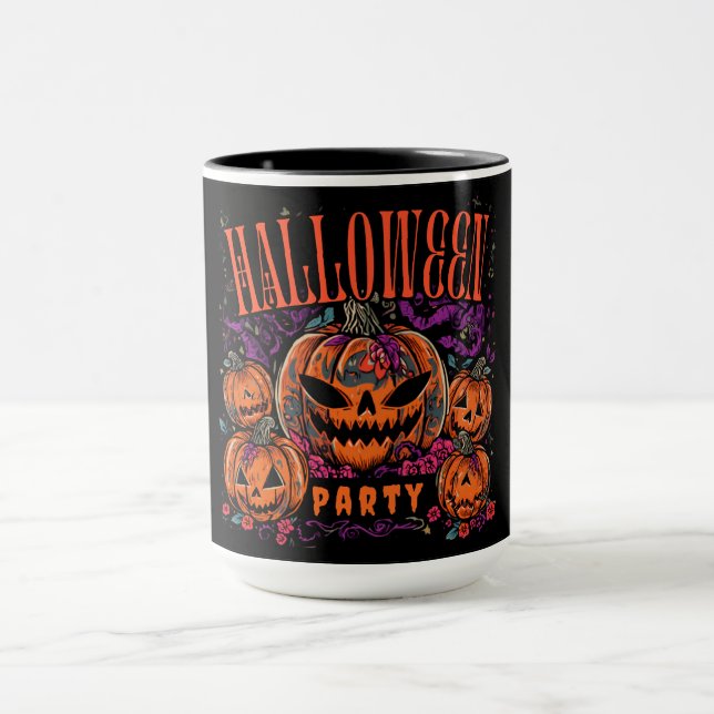 Halloween, Kürbiscoven blüht, Gothic Tasse (Zentrum)