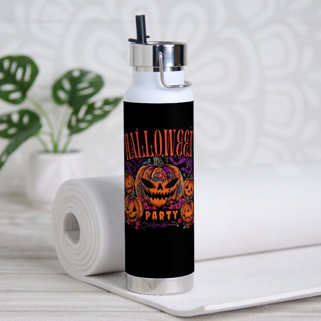 Halloween, Kürbiscoven blüht, Gothic Trinkflasche (Yoga (gedreht)