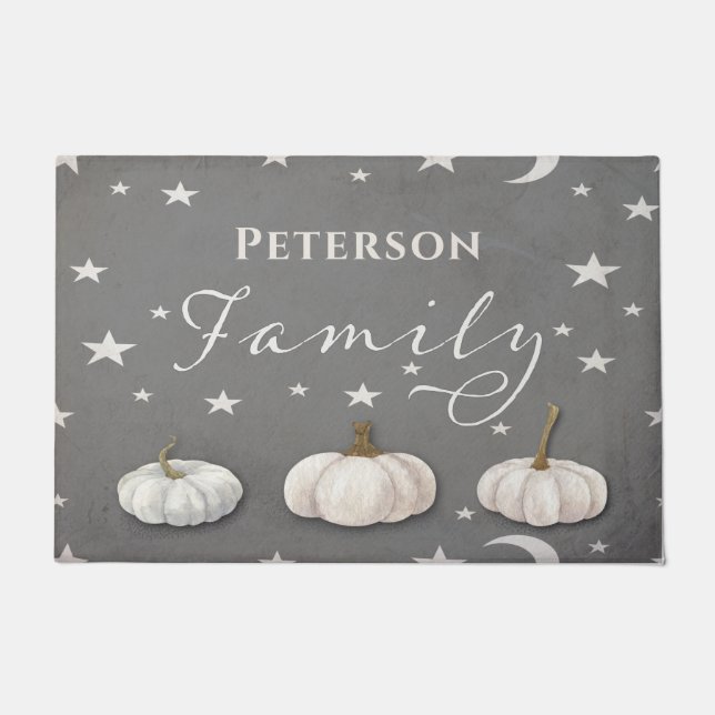 Halloween-Kürbisfamilie Monogram Fußmatte (Vorderseite)