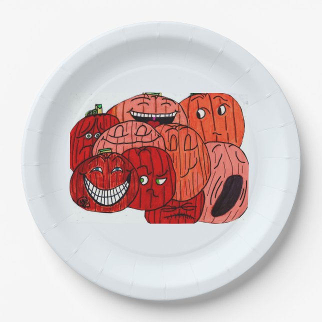 HALLOWEEN-KÜRBISFELD PAPPTELLER (Vorderseite)