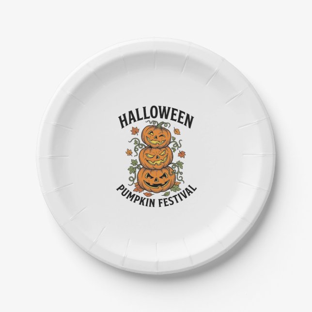 Halloween-Kürbisfest Vintage-Jack-O-Lantern Pappteller (Vorderseite)
