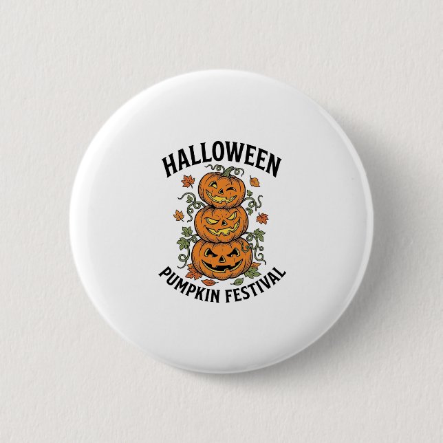 Halloween-Kürbisfestival Vintage-Jack-O-Lantern Button (Vorderseite)