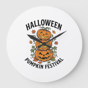 Halloween-Kürbisfestival Vintage-Jack-O-Lantern Große Wanduhr
