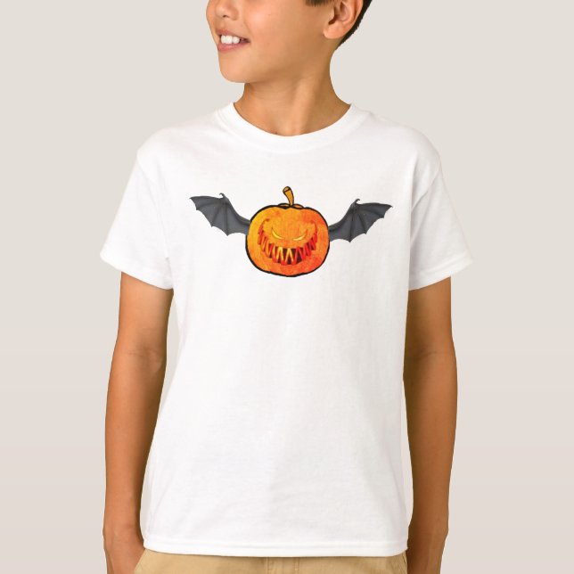 Halloween-Kürbisfledermaus-T - Shirt (Vorderseite)