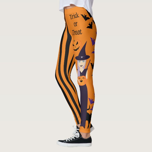 Halloween Kürbiskatzenkuschkatze Fledermäuse verti Leggings (Links)
