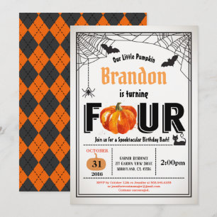 Halloween Kürbiskinder 4. Party Einladung