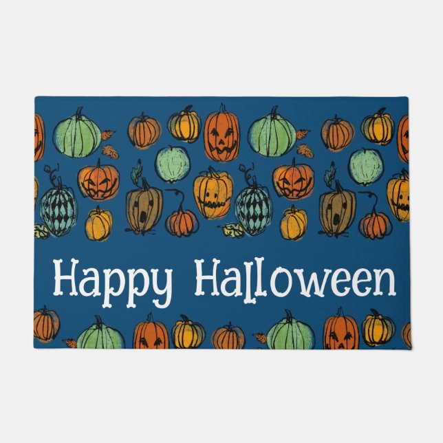 Halloween Kürbisköpfe Door Mat Fußmatte (Vorderseite)