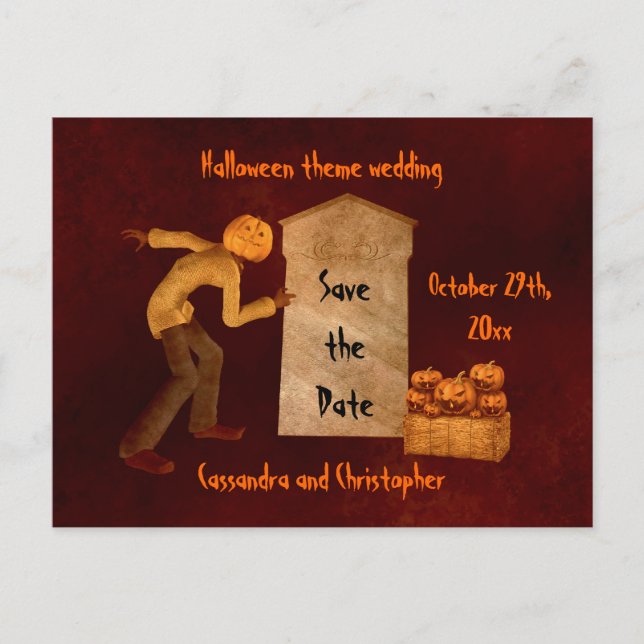 Halloween-Kürbiskopferschrei Ankündigungspostkarte (Vorderseite)