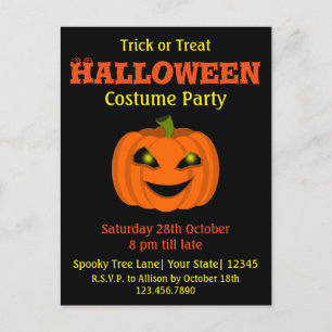Halloween-Kürbiskostüm-Party Einladungspostkarte