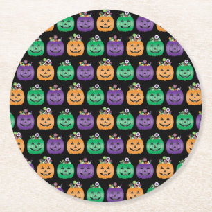 Halloween Kürbislaterne Candy Pail Runder Pappuntersetzer