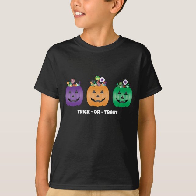 Halloween Kürbislaterne Candy Pail T-Shirt (Vorderseite)