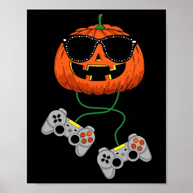 Halloween Kürbislaterne Gamer Boys Kids Men Fun H Poster (Vorne)