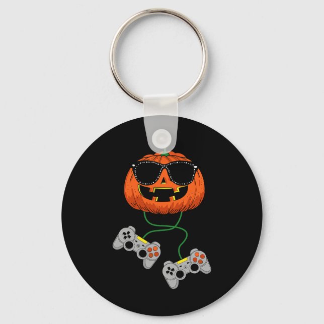 Halloween Kürbislaterne Gamer Boys Kids Men Fun H Schlüsselanhänger (Vorderseite)